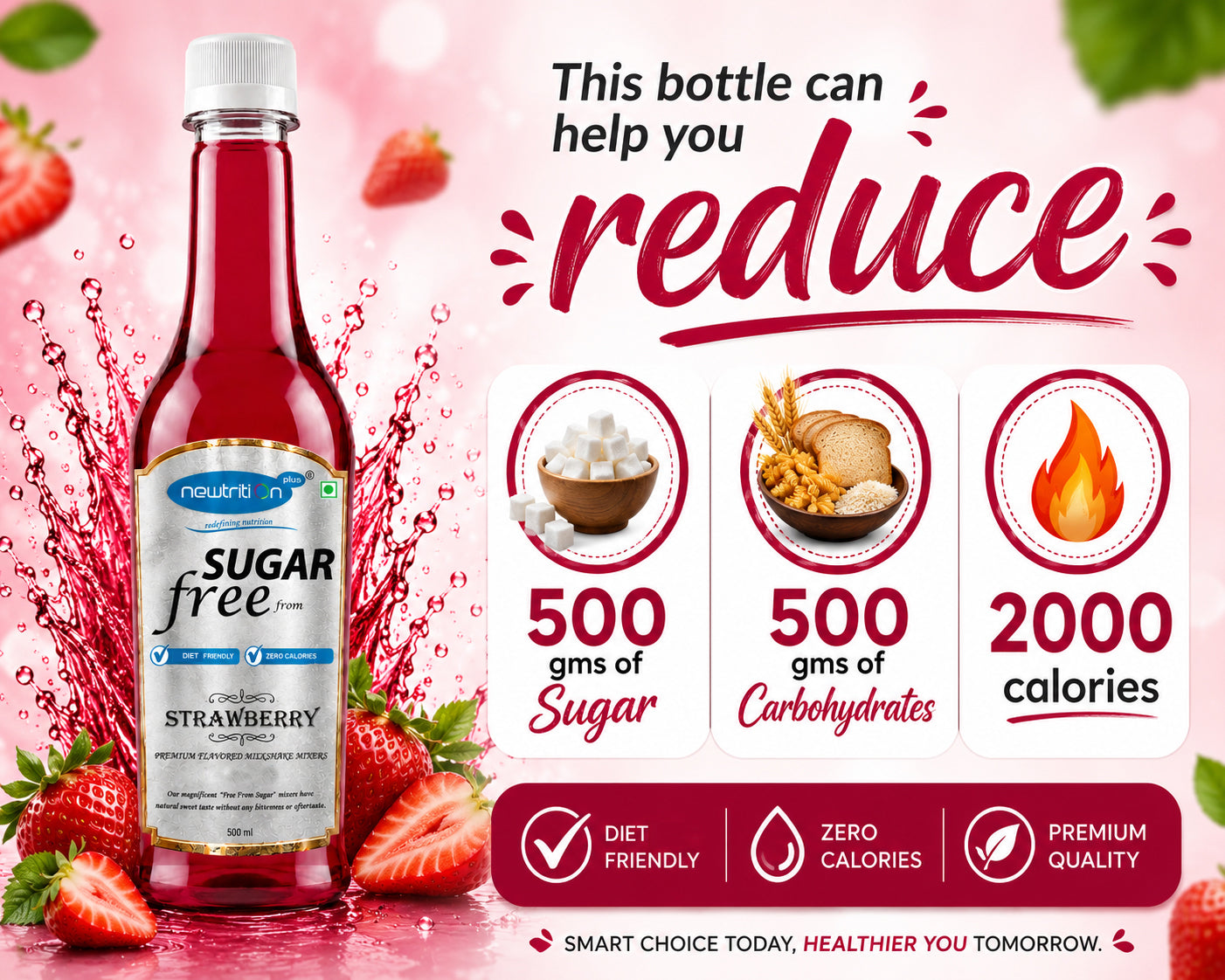 Strawberry Sugar-Free Syrup for Milkshakes & Smoothies