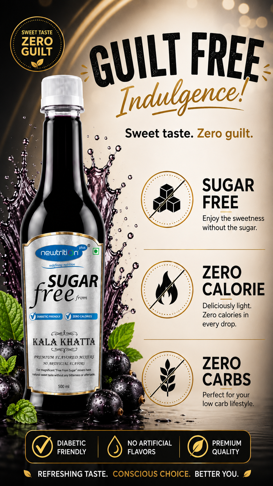 Kala Khatta Sugar-Free Syrup for Coolers & Popsicles