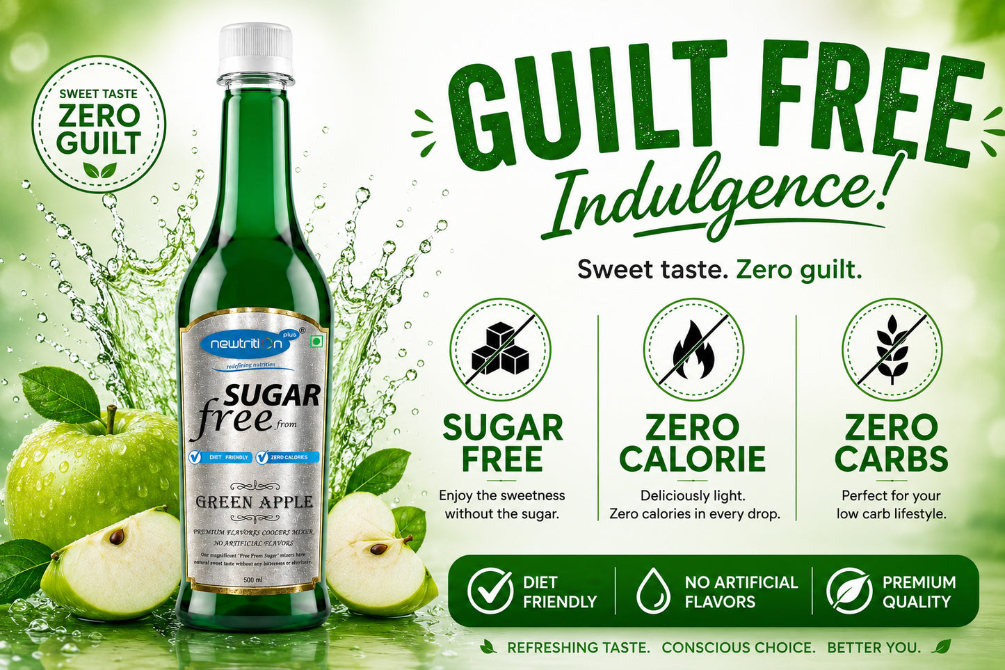 Green Apple Sugar-Free Mocktail & Cocktail Syrup