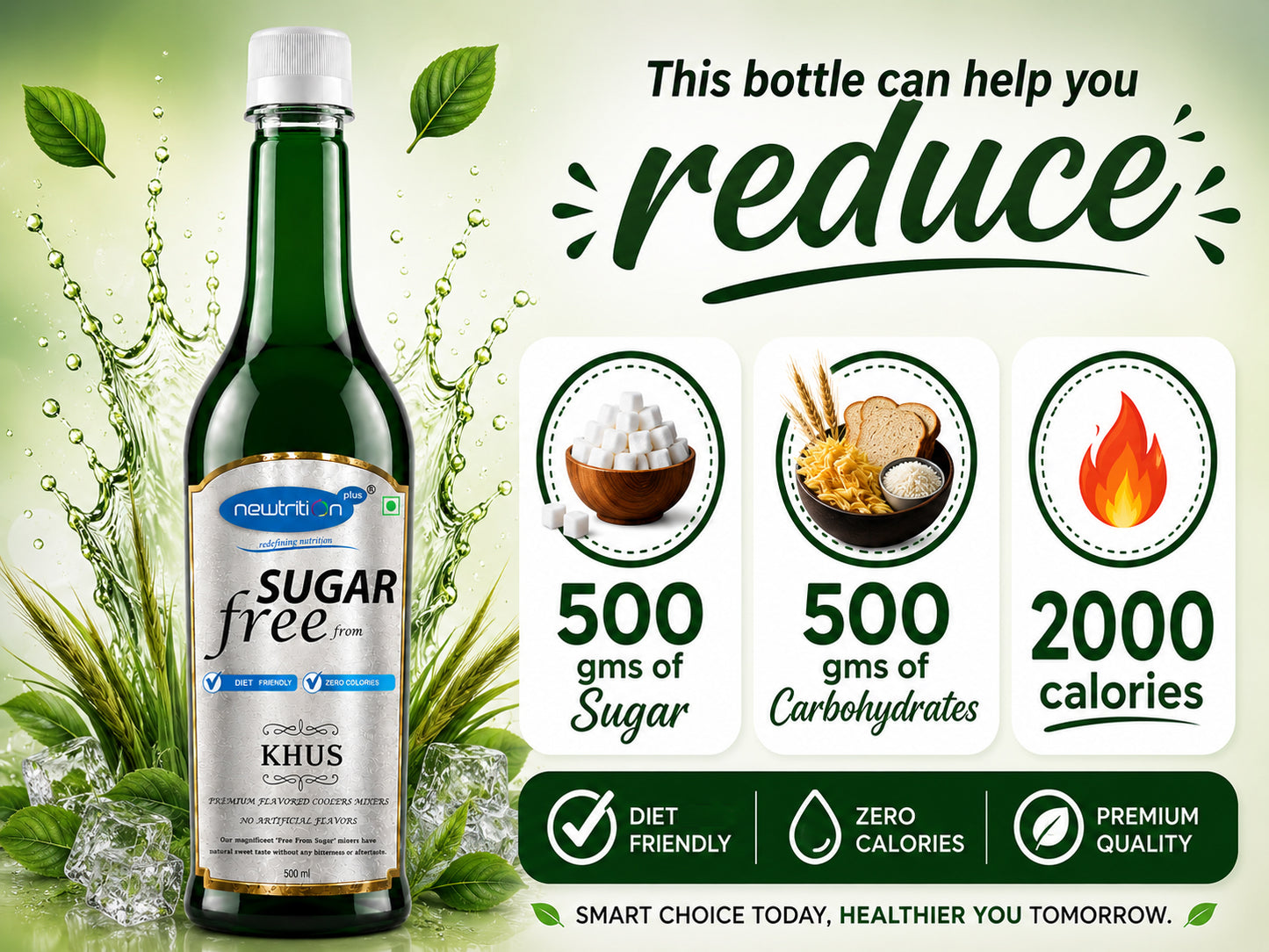 Khus Sugar-Free Syrup (Zero Calorie Cooling Drink Mixer)