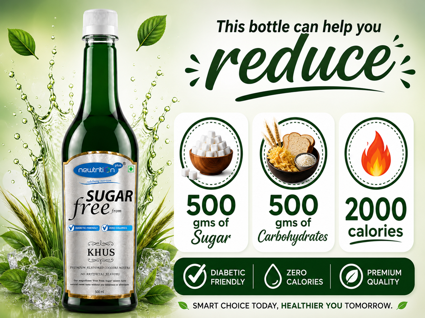 Khus Sugar-Free Syrup (Zero Calorie Cooling Drink Mixer)