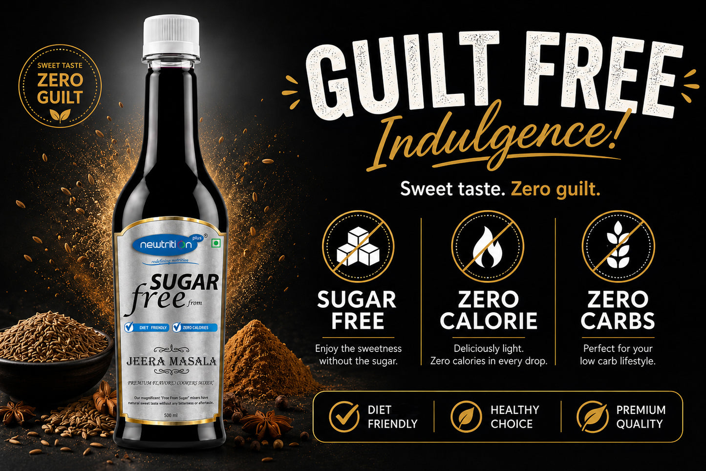 Jeera Masala Sugar-Free Syrup for Coolers & Popsicles