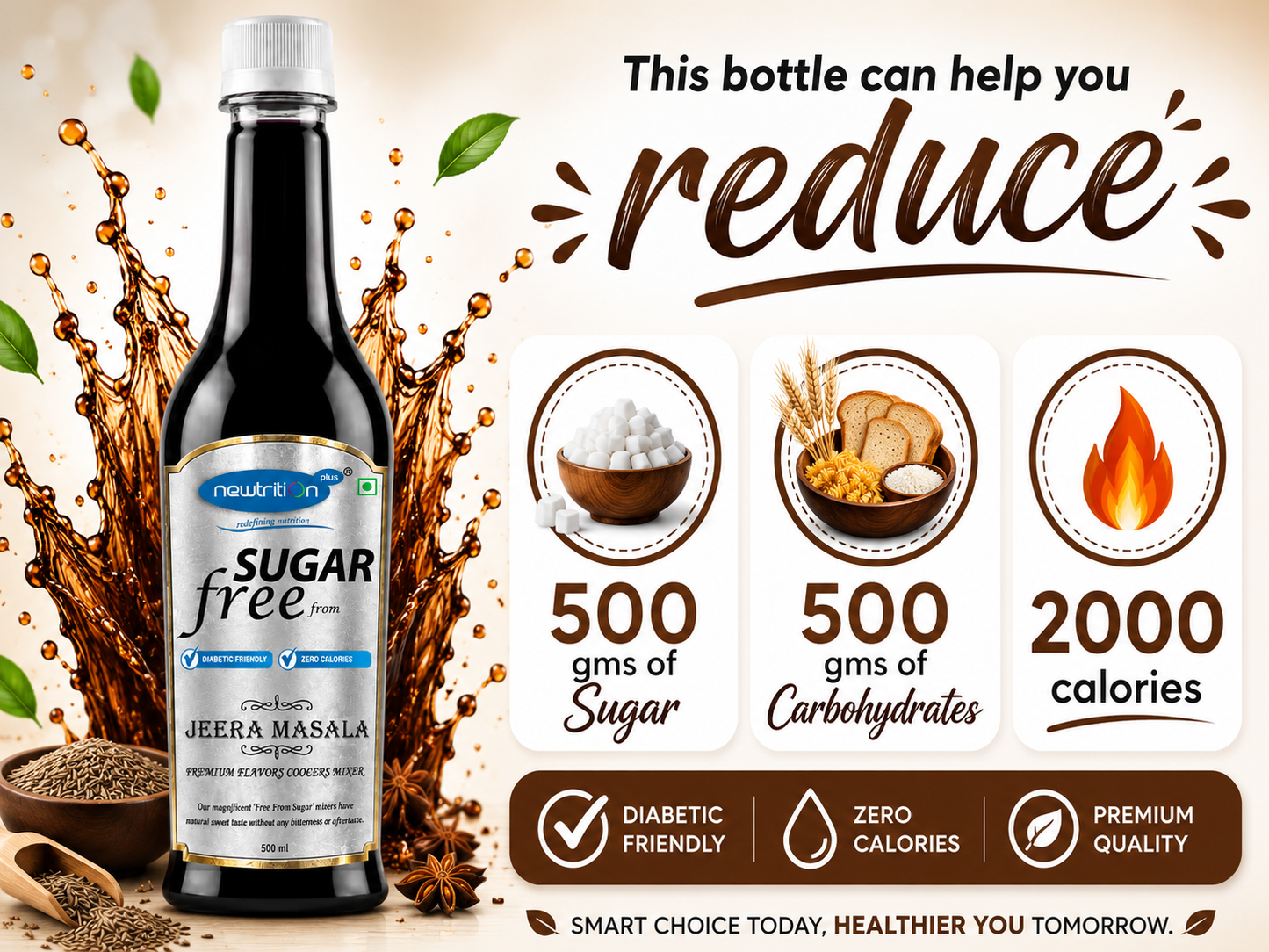 Jeera Masala Sugar-Free Syrup for Coolers & Popsicles